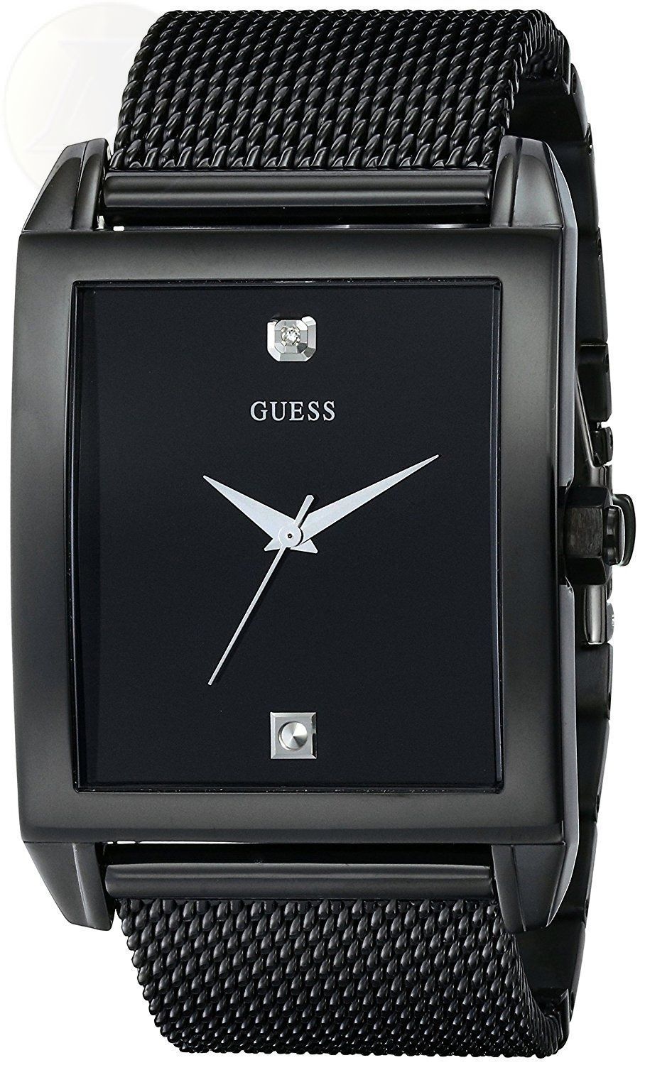 Đồng hồ GUESS Men's Stainless Steel Diamond Dial Watch, Color: Black (Model: U0298G1)