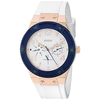 Đồng hồ GUESS Women's U0564L1 Sporty Rose Gold-Tone Stainless Steel Watch with Multi-function Dial and White Strap Buckle