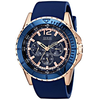 Đồng hồ GUESS Men's Stainless Steel Silicone Casual Watch, Color Rose Gold-Tone/Rigor Blue (Model: U0247G3)