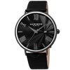 Akribos XXIV Waves Black Dial Black Leather Men's Watch AK1041BK