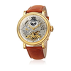 Akribos XXIV Skeleton Dial Automatic Men's Leather Watch AK968YGTN