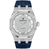 Audemars Piguet Royal Oak Diamond Pave Dial Blue Leather Strap Automatic Ladies Watch 15452BCZZD019CR01 15452BC.ZZ.D019CR.01