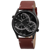 August Steiner Men's Japanese Quartz Dual-Time Leather Strap Watch AS8167BKBR