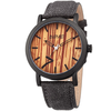 August Steiner Brown Wood Dial Black Canvas Men's Watch AS8238GY
