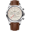 Breitling Transocean Chronograph GMT Silver Dial Brown Leather Men's Watch AB045112-G772