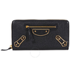 Balenciaga Classic Metallic Edge Continental Zip Wallet- Black 390187 AQ40G 1000