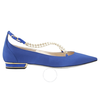 Rene Caovilla Eliza Satin Blue Flat C09158020BLUE