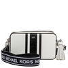 Michael Kors Small Tri-Color Leather Camera Bag- Optic White/Black 32H8SF5M0L-089