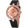 Burgi Black Satin Strap Rose Gold-Tone Diamond Dial Ladies Watch BUR104RG