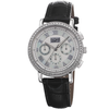 Burgi White Mother of Pearl Dial Black Leather Strap Ladies Watch BUR087BK