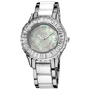 Burgi White Mother Of Pearl Dial White Ceramic And Metal Ladies Watch BUR066WT