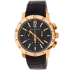 Bvlgari Black Dial Black Alligator Leather Strap Chronograph Men's Watch 102044