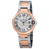 Cartier Ballon Bleu De  Silvered Flinque Guilloche Dial Automatic Ladies Watch W2BB0003