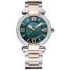 Chopard Imperiale Green Dial Diamond Two Tone Ladies Watch 388532-6009