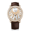 Chopard Happy Sun Diamond 18 kt Rose Gold Sun Brown Leather Ladies Watch 207470-5007