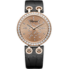 Chopard Xtravaganza Diamond 18k Rose Gold Black Leather Ladies Watch 134236-5001