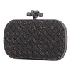 Bottega Veneta Woven Metallic Leather Clutch- Black 113085 VCLO0