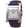 Hermes H Hour White Dial Purple Leather Ladies Watch 036839WW00