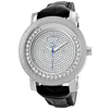 JBW Hendrix Steel Case Black Leather Strap White Crystal Pave Dial Men's Watch JB-6211L-G
