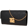 Gucci Ladies Continental Wallet Padlock Black Gu Pdlk Conti G Sup W/Chn 453506 CWC1G 1000