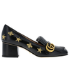 Gucci Embroidered Stars Bees Black Mid-heel Pump 551548 D3V00 1000
