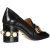 Gucci Ladies Black Leather Mid-Heel Loafer 425943 CQXM0 1061