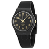 Swatch Golden Tac Black Dial Black Silicone Unisex Watch GB274
