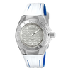 Technomarine Cruise Monogram Silver Dial White Silicone Ladies Watch TM-115155