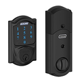 Schlage Connect Camelot Touchscreen Deadbolt with Built-In Alarm, Works with Amazon Alexa via SmartThings, Wink or Iris, Matte Black, BE469 CAM 622