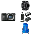Sony Alpha a6500 Mirrorless Digital Camera & Sony SELP1650 16-50mm Power Zoom Lens & Wasabi Power Battery (2-Pack) and Charger for Sony NP-FW50