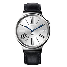 Huawei Watch Stainless Steel with Black Suture Leather Strap (U.S. Warranty)