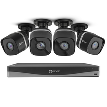 EZVIZ 4K UltraHD 8MP Outdoor IP PoE Surveillance System, 4 Weatherproof UHD EXIR Security Cameras, 4 Channel 2TB NVR Storage, 100ft Night Vision, Smart Video Analytics, Customizable Motion Detection