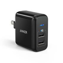 Anker 2-Port 24W USB Wall Charger PowerPort 2 with PowerIQ for iPhone X/ 8/ 7 / 6s / Plus, iPad Air 2 / mini 3, Galaxy S Series, Note Series, LG, Nexus, HTC and More