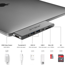 USB-C Hub AnnBos 7-in-1 Type C Hub with HDMI Port, USBC Charging Port, 2 USB 3.0 and 1 USB 2.0 Ports, SD/TF Card Reader (Grey)
