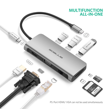 ANNBOS USB Type C Multiport Docking Station, USB C to VGA Ethernet Adapter Power Delivery