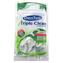Dentek Floss Picks Triple Clean Mouthwash 20 Count (6 Pieces)