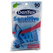 Dentek Floss Picks Sensitive Smooth Mint 90 Count Bagged