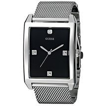 Đồng hồ GUESS Men's U0279G1 Dressy Silver-Tone Watch with Black Dial and Mesh Deployment Buckle