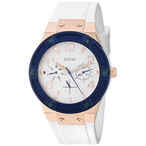 Đồng hồ GUESS Women's U0564L1 Sporty Rose Gold-Tone Stainless Steel Watch with Multi-function Dial and White Strap Buckle