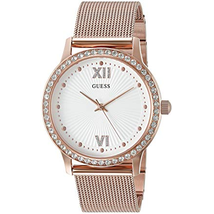 Đồng hồ GUESS Women's Dressy Watch with White Dial , Crystal-Accented Bezel and Mesh G-Link Band