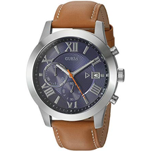 Đồng hồ GUESS Men's Stainless Steel Leather Casual Watch, Color: Brown (Model: U0669G3)