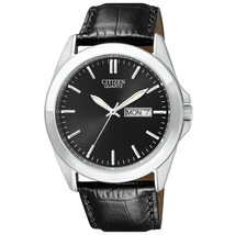 Đồng hồ Citizen Men's Black Leather Strap Watch