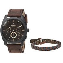 Đồng hồ Fossil Machine Chronograph Leather Watch and Bracelet Box Set