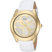 Đồng hồ GUESS Women's Stainless Steel Leather Casual Watch, Color: White (Model: U0895L2)