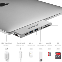 USB-C Hub AnnBos 7-in-1 Type C Hub A028KH7 (Silver)