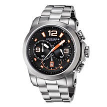 Akribos XXIV Akribos Black and Orange Dial Chronograph Stainless Steel Men's Watch AK631OR