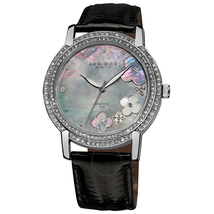 Akribos XXIV Akribos Diamond Grey Mother Of Pearl Dial Ladies Watch Ak580bk AK580BK