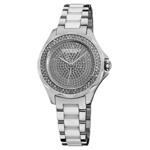 Akribos XXIV Akribos Diamond Silver-Tone Steel and White Ceramic Ladies Watch AK534SS