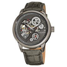 Akribos XXIV Akribos Manual Wind Skeleton Dial Grey Leather Men's Watch AK538GY