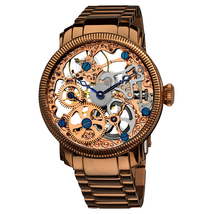 Akribos XXIV Akribos Manual Wind Skeleton Dial Rose Gold-Tone Stainless Steel Men's Watch AK525RG
